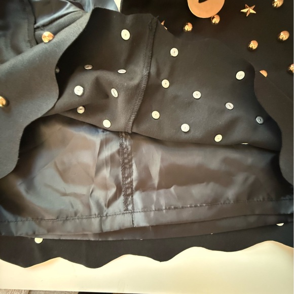Anthropologie Black Mini Skirt with Gold Studs and stars Belt - Small NWT - Picture 10 of 12